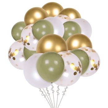 1 Комплект Воздушных шаров, Эвкалипт, Жемчужно-белый Золотой шар с Конфетти, Свадебный Детский душ, Оливково-зеленые Украшения для Вечеринки по случаю Дня рождения