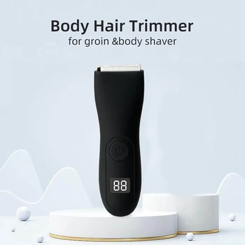 1 комплект, Электрический триммер для волос в паху, Триммер для бороды, черный для мужчин, водонепроницаемые влажные/сухие ножницы, Мужская борода для лица