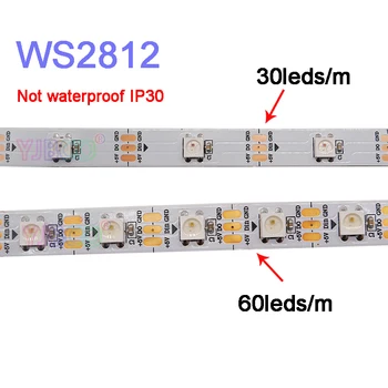 1 м/2 м/3 м/4 м/5 м WS2812B Smart pixel светодиодная лента; 30/60/144 пикселей/светодиодов/м; WS2812 IC; IP30/IP65/IP67, DC5V светодиодная лента