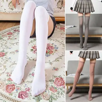 1 пара высокоэластичных дышащих легких сексуальных чулок для девочек, милые женские носки выше колена в японском стиле, уличная одежда