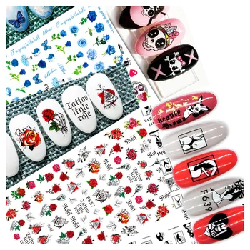 1 шт. Наклейки для ногтей с фруктами и цветами, абстрактный лак для ногтей на декоративных наклейках, Модный слайдер для маникюра на Хэллоуин И Рождество 3D