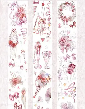 10-метровая Розовая Кружевная Лента с Бантиком и Кристаллами из ПЭТ-ленты Kawaii Collage Journal Decoration