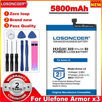 100% Новый аккумулятор X3 5800 мАч LOSONCOER 0, 100% Новый аккумулятор X3 для Ulefone Armor x3 X5 3082