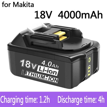 100% Оригинальная Аккумуляторная Батарея Makita 18V 4000mAh для Электроинструментов со светодиодной литий-ионной Заменой LXT BL1860B BL1860 BL1850