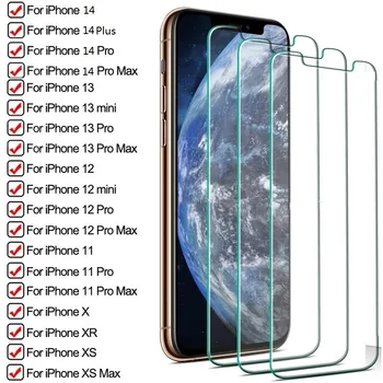 100шт Защитная пленка из закаленного стекла для телефона 14 13 12 Pro Max, защитная пленка для телефона 6 S 7 8 Plus X XR XS Max