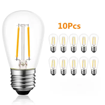 10шт S14 E27 2W 4W светодиодные лампочки Эдисона Теплый белый 2700K Водонепроницаемая светодиодная лампа Отличные уличные гирлянды коммерческого класса