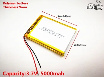 145290 -Хорошее качество 3,7 В, 5000 мАч 905575 Полимерный литий-ионный аккумулятор для планшетных ПК, GPS, mp3, mp4