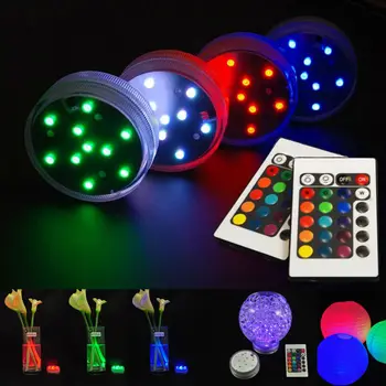 1шт 2,8-дюймовый многоцветный водонепроницаемый светодиодный светильник с батарейным питанием для Вечеринки, Погружной светильник для вечеринки с дистанционным управлением