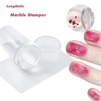 2-сторонний Стампер Для ногтей Marble Blossom Art Лазерное Тиснение Легкий Френчлайн Трансферный Принт Силиконовый Мягкий Легкий Стампер Для Дизайна Ногтей 2,5-4 см