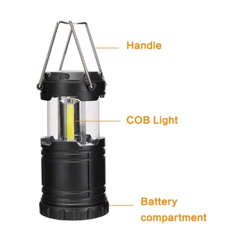 2 упаковки походной лампы COB со складным крючком, водонепроницаемая лампа, лампа на батарейках, портативная походная лампа