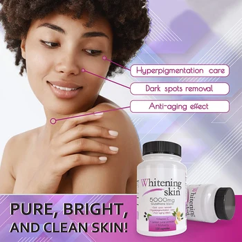 2 Шт 5000 мг Глутатиона, украшающая Осветляющая капсула, эффективный антиоксидант для осветления кожи против старения
