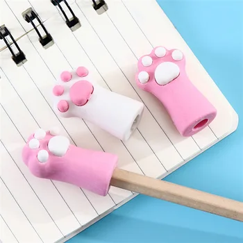 2 шт., милые резиновые ластики в розовом стиле с кошачьей лапой, коррекция для карандаша, канцелярские принадлежности для школьников