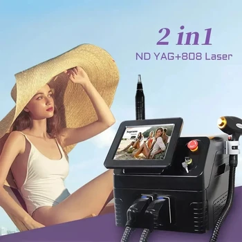 2000 Вт Портативный 808-диодный лазер 2 в 1, Пикосекундный лазер для постоянного удаления татуировок и волос