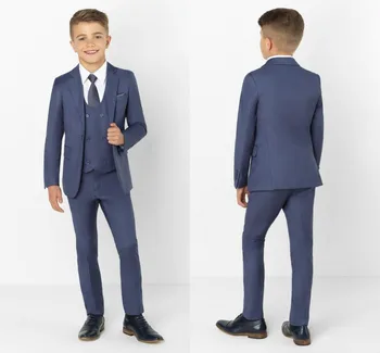 2019 Модные детские костюмы с отворотами, модный комплект детской одежды для мальчиков, вечерние костюмы для выпускного вечера (куртка + брюки + галстук + жилет)