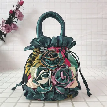 2022, Кружевная Цветочная женская сумка на шнурке в этническом стиле, Hanfu, вышитая мультяшная сумка