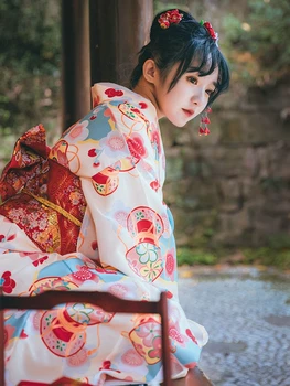 2023 женское платье-кимоно в японском стиле с цветочным принтом хаори, сакура, юката, винтажные японские костюмы для косплея самураев