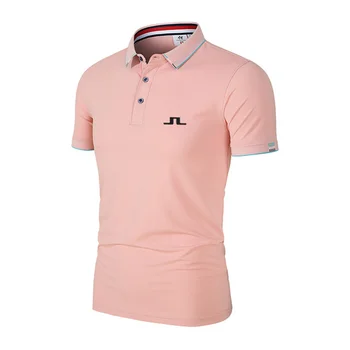 2023 Летние Рубашки для гольфа Мужские Повседневные Рубашки Поло С Короткими рукавами Летняя Дышащая Быстросохнущая Спортивная футболка J Lindeberg Golf Wear