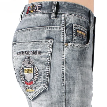 2023 Новые летние мужские джинсы из тонкого эластичного хлопка, Прямые повседневные модные Джинсы-ковбои, мужские джинсы с топом, выстиранные
