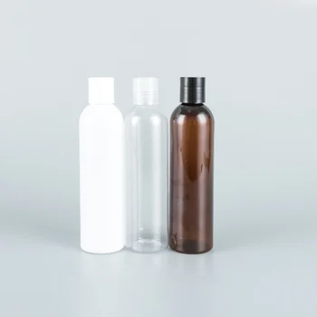 20шт 250 мл Пустая Прозрачная Белая пластиковая бутылка С дисковой крышкой Для Очищающего средства для лица, Шампуня, Геля для душа, Жидкого мыла, Косметическая упаковка