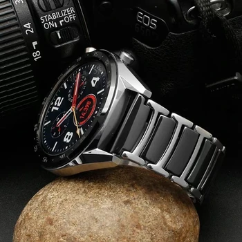 22 мм 20 мм Керамический Ремешок Для Samsung Galaxy Watch 5/4/3/Gear S3/Huawei Watch 4/3/GT3 Pro/Amazfit GTR Металлический Ремешок из нержавеющей Стали