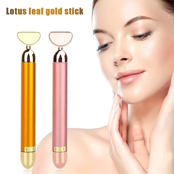 24k Gold Energy Beauty Bar, Т-образный массажер для подтяжки лица, Роликовая палочка с одним шариком, Антивозрастной инструмент для ухода за кожей против морщин