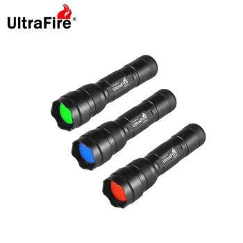 3 упаковки UltraFire 502B CREE XP-E2 с фокусировкой, водонепроницаемый 18650 тактический охотничий светодиодный фонарик (зеленый/красный/синий свет)