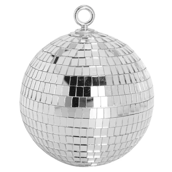 30-сантиметровый зеркальный шар для дискотеки, светоотражающие вечерние Зеркальные шары для сцены, Серебристые с подвесными кольцами для танцев, Дня рождения, дома