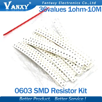 33valuesX20pcs = 720pcs 0603 Комплект SMD-резисторов 1 Ом-10 Мом, ассорти из 1% компонентов, набор образцов 
