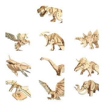 3D деревянный динозавр-головоломка для детей, сборка динозавра своими руками, игрушка-модель динозавра своими руками