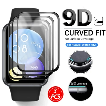 3ШТ 9D Изогнутое Мягкое Защитное Стекло для Huawei Watch Fit2 Smart Watch Защитная Пленка Для Экрана Hauwei Watch Fit2 Smartwacth