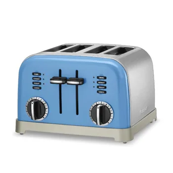 4-х ломтиковый металлический классический тостер, Синяя хлебопечка, тостер для приготовления горячих сэндвичей