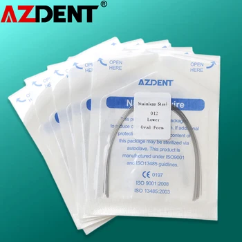 5 упаковок (10 шт./упак.) = 50 шт. Стоматологическая проволока AZDENT для круглой дуги из нержавеющей стали, Зубная ортодонтическая дуга овальной формы, нижняя/верхняя