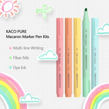 5 шт./упак. Маркер Kaco Candy Colors, ручка Macaron, Цветная метка, Дизайн с защитой от прокрутки, Канцелярские принадлежности для рисования для студентов, детей