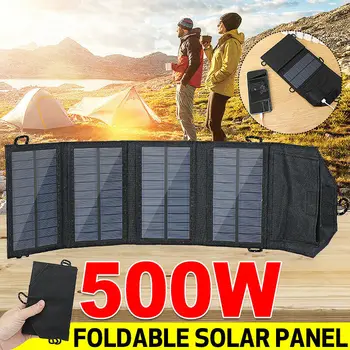 500 Вт Складной комплект солнечных панелей 5 В с двумя USB-батареями Sunpower, водонепроницаемое зарядное устройство для солнечных батарей на открытом воздухе