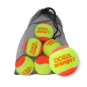 6 шт. Пляжные теннисные мячи с сетчатой сумкой, одобренные ITF, Оранжевая Стадия 2, Теннисные мячи с низким сжатием 50% для детей, тренировочные теннисные мячи