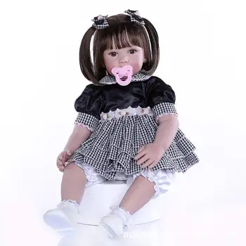 60 см Имитация Куклы Reborn Girl С Длинными Волосами, милая игрушка для девочек, подарок детям на День Рождения, Праздничный подарок