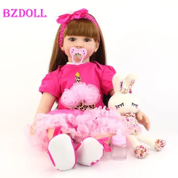 60 см Силиконовая кукла Реборн, мягкая виниловая новорожденная принцесса, Живая девочка, Boneca, игровая игрушка для дома