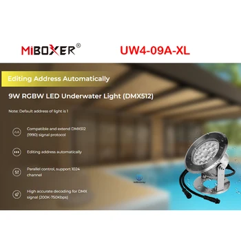 9 Вт RGBW Светодиодный подводный светильник (DMX512) Водонепроницаемый IP68 Фонтан Бассейн Лампа для пруда DC24V RGB + Белый цвет Точечные Светильники Для Плавания Poo