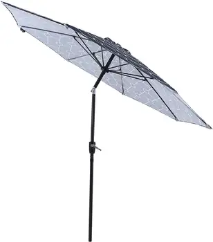 9-футовый открытый зонт для патио, кривошипно-открытые и с автоматическим наклоном рыночные зонты с 8 ребрами жесткости из стекловолокна