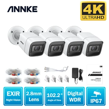 ANNKE 4X Ultra HD 8MP TVI CCTV Camera Outdoor Всепогодный Комплект видеонаблюдения 4K Video Security С Оповещением по электронной почте EXIR Night Vision