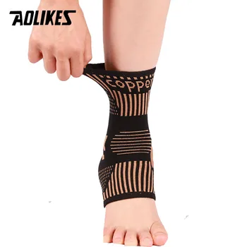 AOLIKES 1 шт., медный бандаж для лодыжки, компрессионный рукав, поддерживающий голеностопный сустав, бандаж для ног при растяжении лодыжки, отеках, беге, спорте