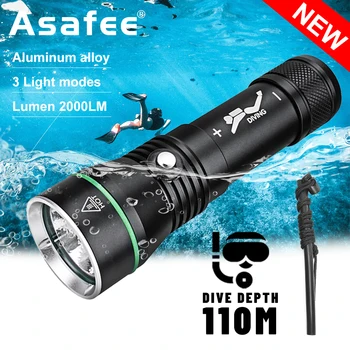 Asafee S3 110 м Фонарик для глубокого дайвинга 2000 ЛМ XHP50 светодиодный фонарик для подводного плавания Нажмите Переключатель Исследовательский фонарик для Подводного плавания Ручной фонарь