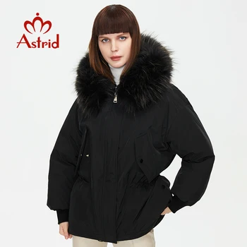 Astrid 2022, Новое зимнее женское пальто, женская парка, теплая толстая модная куртка с капюшоном из лисьего меха, завязками на талии, женская одежда