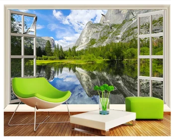 beibehang Пользовательские классические обои papel de parede 3d window lake light mountain HD художественная концепция 3D пейзажный фон