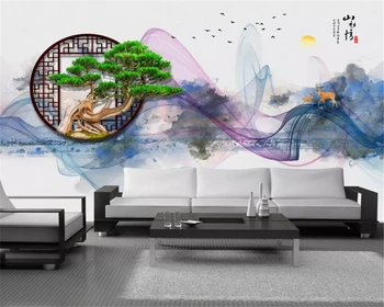 beibehang Пользовательские модные обои papel de parede новая китайская художественная концепция абстрактный чернильный пейзаж фон гостиной