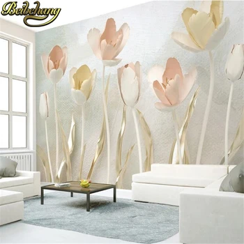 beibehang Пользовательские фотообои Большие тюльпаны 3D диван ТВ фоновые обои фрески обои декор свадебной комнаты спальни
