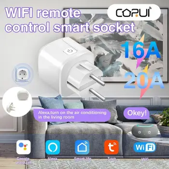 CORUI Tuya WiFi Smart Plug 16A/20A Розетка EU Power Monitor Функция синхронизации Поддержка Smart Life APP Control Alexa Google Home