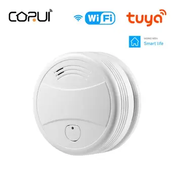 CORUI Tuya WIFI Умный Детектор дыма, Беспроводной датчик пожарной сигнализации, Датчик домашней пожарной сигнализации, Уведомление приложения Smart Life