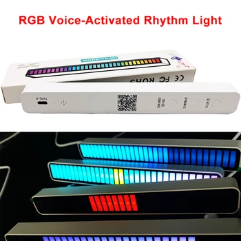 DC5V WS2812B RGB Светодиодная лампа, Музыкальный Ритм с голосовой активацией, USB Атмосфера, Bluetooth Приложение для управления, Украшение для дома, автомобиля, 18 цветов