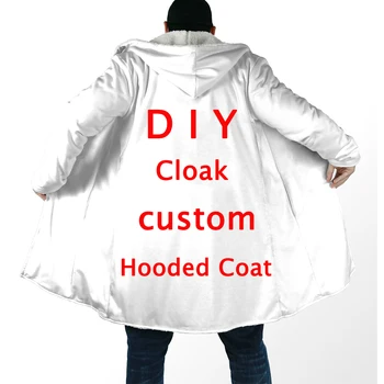 DIY Принимаем индивидуальный дизайн, прямую доставку и оптовую продажу, 3D печать, флисовый плащ с капюшоном, толстое теплое пальто-накидка Унисекс